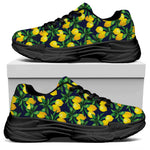Tropical Lemon Pattern Print Black Chunky Shoes