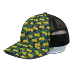 Tropical Lemon Pattern Print Black Mesh Trucker Cap