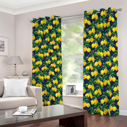 Tropical Lemon Pattern Print Blackout Grommet Curtains