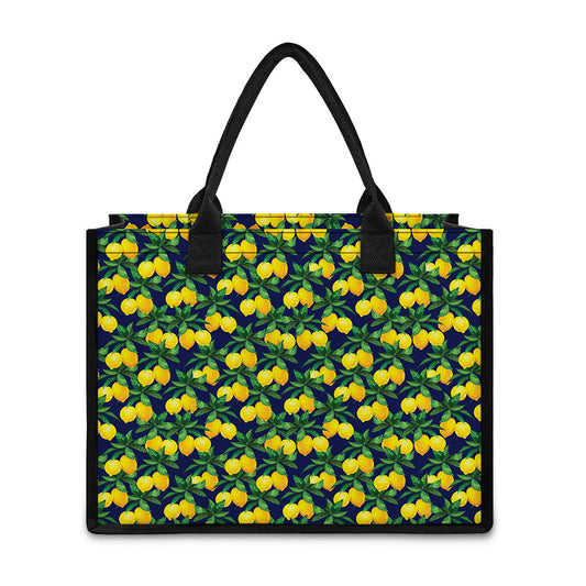 Tropical Lemon Pattern Print Canvas Tote Bag
