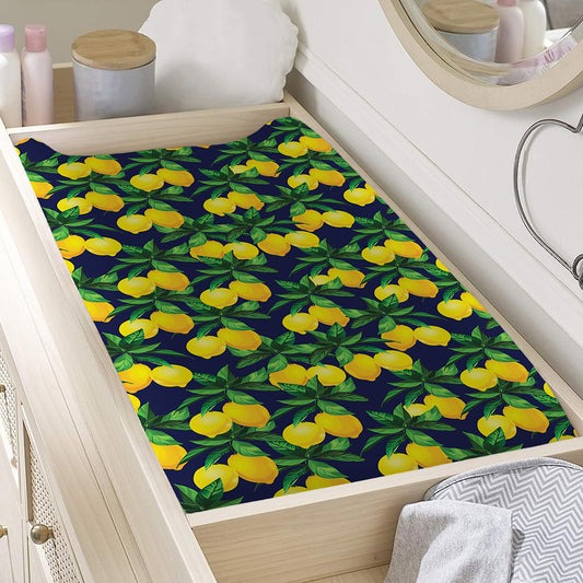 Tropical Lemon Pattern Print Changing Pad Cover