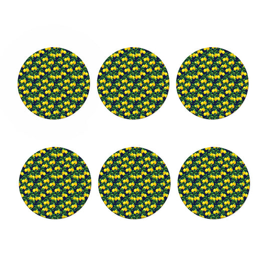 Tropical Lemon Pattern Print Coaster Set