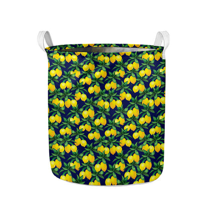 Tropical Lemon Pattern Print Collapsible Laundry Basket