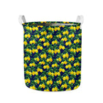 Tropical Lemon Pattern Print Collapsible Laundry Basket