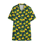Tropical Lemon Pattern Print Cotton Hawaiian Shirt