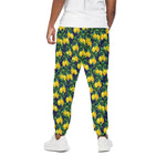 Tropical Lemon Pattern Print Cotton Pants
