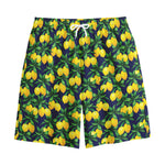 Tropical Lemon Pattern Print Cotton Shorts