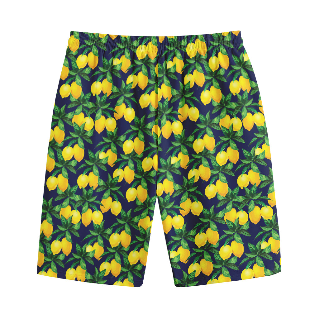 Tropical Lemon Pattern Print Cotton Shorts