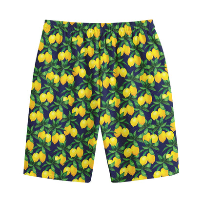 Tropical Lemon Pattern Print Cotton Shorts
