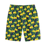 Tropical Lemon Pattern Print Cotton Shorts