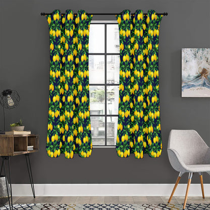 Tropical Lemon Pattern Print Curtain