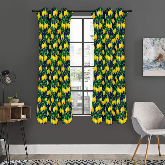 Tropical Lemon Pattern Print Curtain