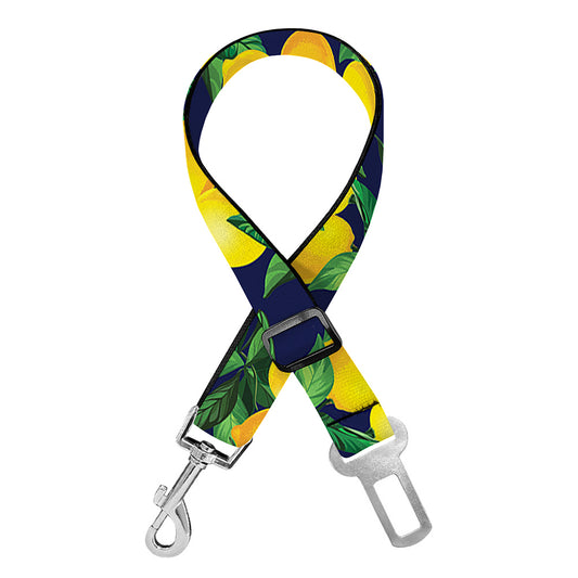 Tropical Lemon Pattern Print Dog Seat Belt