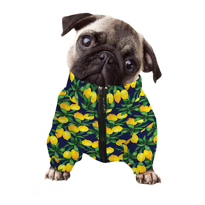 Tropical Lemon Pattern Print Dog Zip Up Jacket