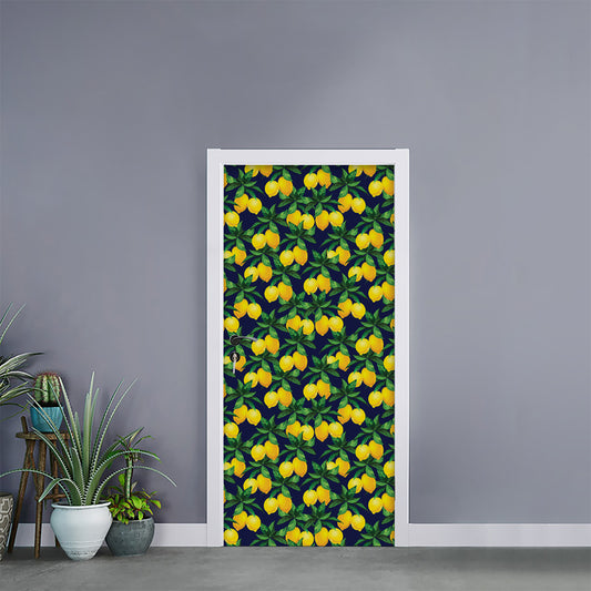 Tropical Lemon Pattern Print Door Sticker
