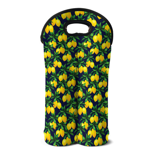Tropical Lemon Pattern Print Double Neoprene Wine Tote
