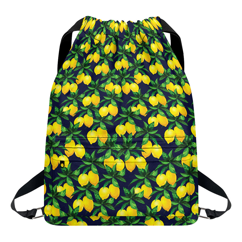 Tropical Lemon Pattern Print Drawstring Backpack