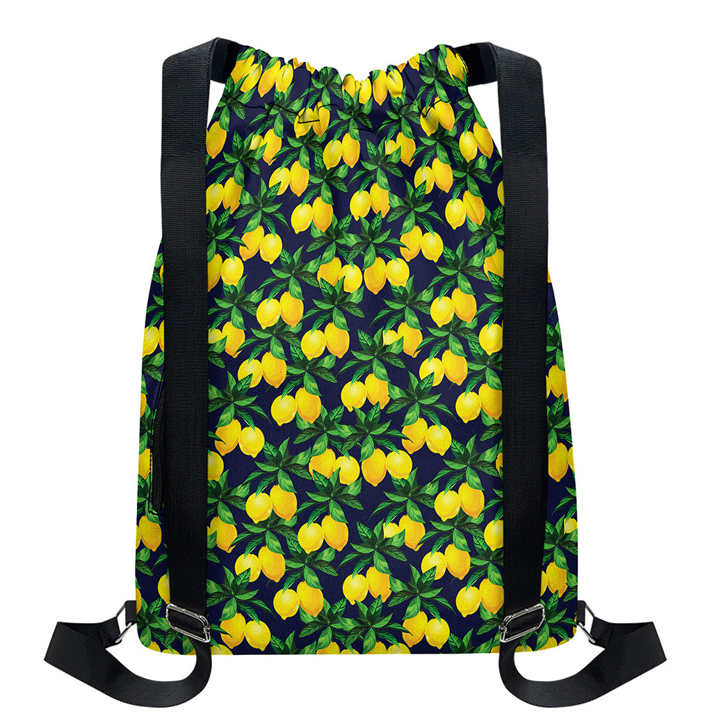 Tropical Lemon Pattern Print Drawstring Backpack