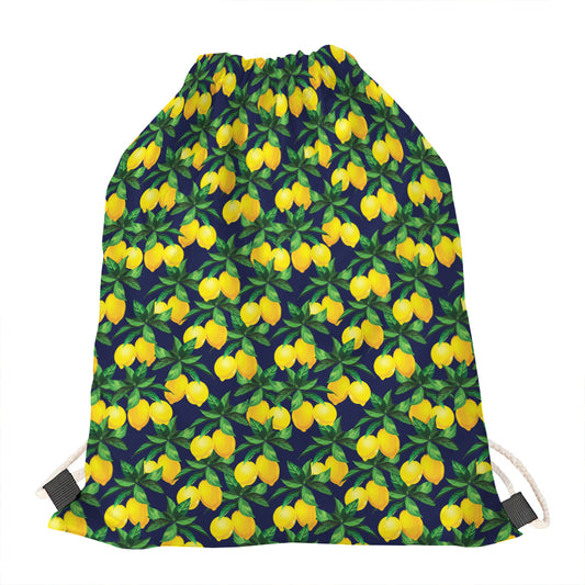 Tropical Lemon Pattern Print Drawstring Bag