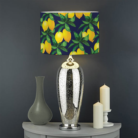 Tropical Lemon Pattern Print Drum Lamp Shade