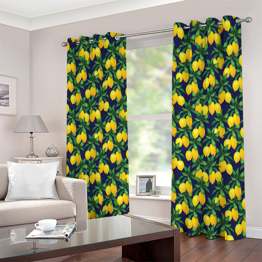 Tropical Lemon Pattern Print Extra Wide Grommet Curtains