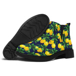 Tropical Lemon Pattern Print Flat Ankle Boots