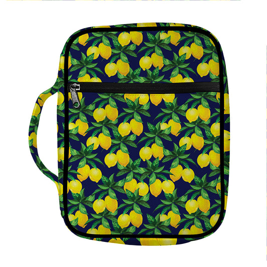 Tropical Lemon Pattern Print Front Pocket Bible Bag
