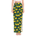 Tropical Lemon Pattern Print High Slit Maxi Skirt