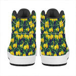 Tropical Lemon Pattern Print High Top Leather Sneakers