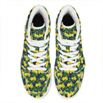 Tropical Lemon Pattern Print High Top Leather Sneakers