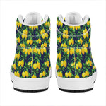 Tropical Lemon Pattern Print High Top Leather Sneakers