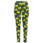 Tropical Lemon Pattern Print High-Waisted Pocket Leggings