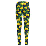 Tropical Lemon Pattern Print High-Waisted Pocket Leggings