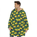 Tropical Lemon Pattern Print Hoodie Blanket