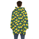 Tropical Lemon Pattern Print Hoodie Blanket