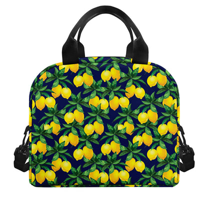Tropical Lemon Pattern Print Insulated Lunch Bag