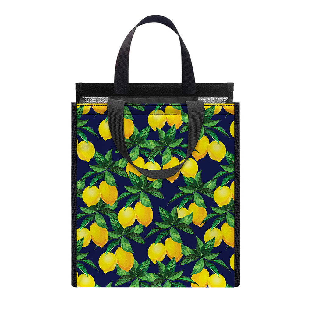 Tropical Lemon Pattern Print Insulated Lunch Tote