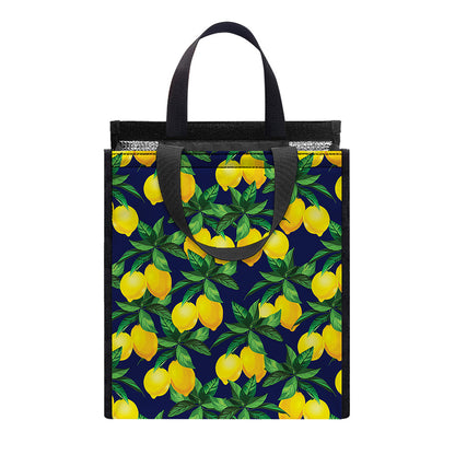 Tropical Lemon Pattern Print Insulated Lunch Tote