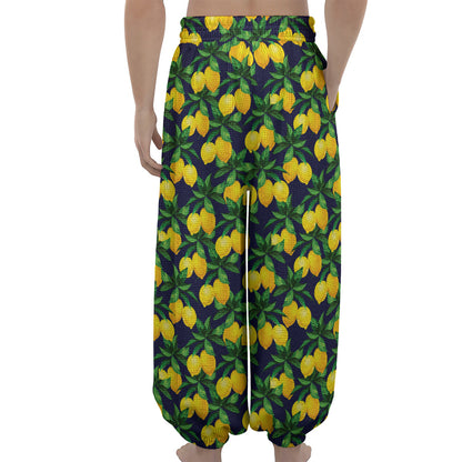 Tropical Lemon Pattern Print Lantern Pants