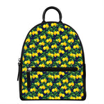 Tropical Lemon Pattern Print Leather Backpack