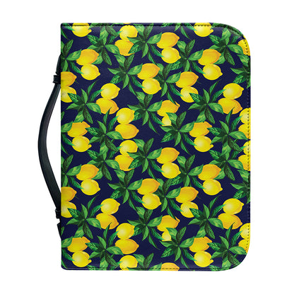 Tropical Lemon Pattern Print Leather Bible Cover
