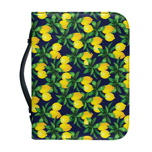 Tropical Lemon Pattern Print Leather Bible Cover