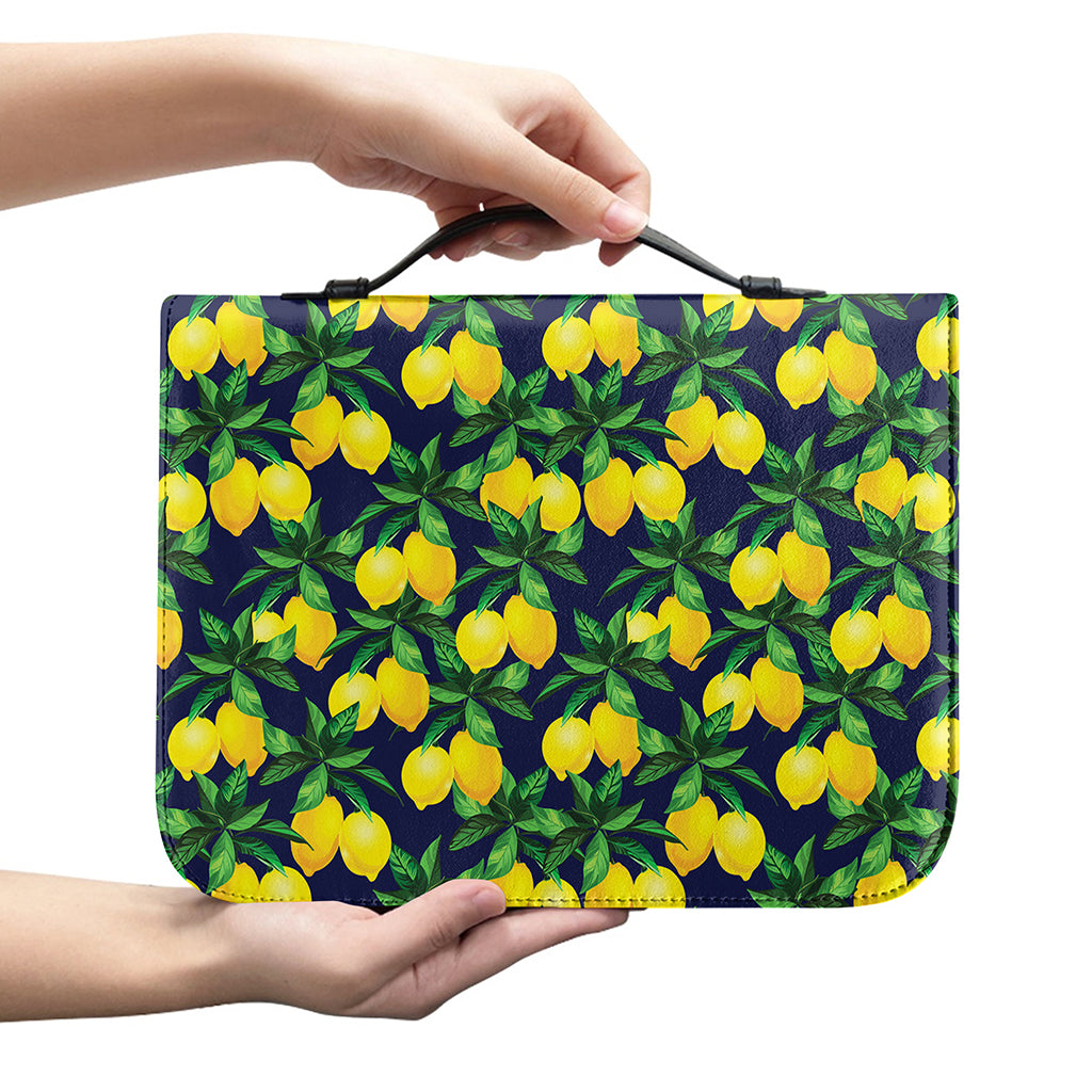 Tropical Lemon Pattern Print Leather Bible Cover
