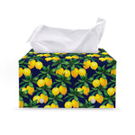 Tropical Lemon Pattern Print Leather Tissue Box Cover