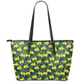 Tropical Lemon Pattern Print Leather Tote Bag With Zipper