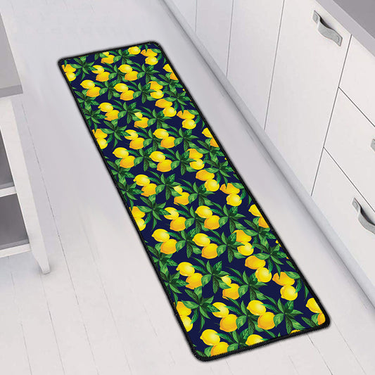 Tropical Lemon Pattern Print Long Kitchen Mat