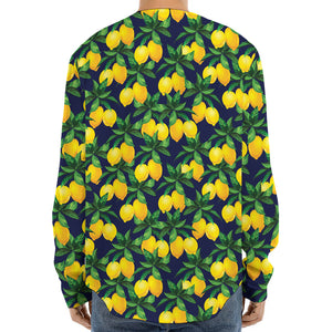 Tropical Lemon Pattern Print Long Sleeve Baseball Jersey