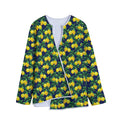 Tropical Lemon Pattern Print Long Sleeve Short Coat