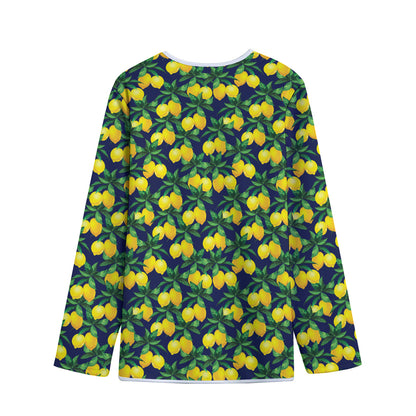 Tropical Lemon Pattern Print Long Sleeve Short Coat