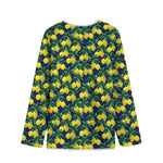 Tropical Lemon Pattern Print Long Sleeve Short Coat